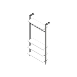 KIT F: BEVESTIGINGSSYSTEEM VOOR 4 HOUTEN LEGGERS & 1 RAIL ZERO ZWART